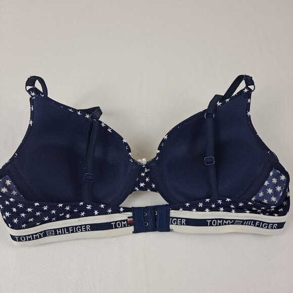 Tommy Hilfiger Size 36B Micro Push Up Bra Navy Blue White Stars Adj Straps NWOT - Picture 8 of 14